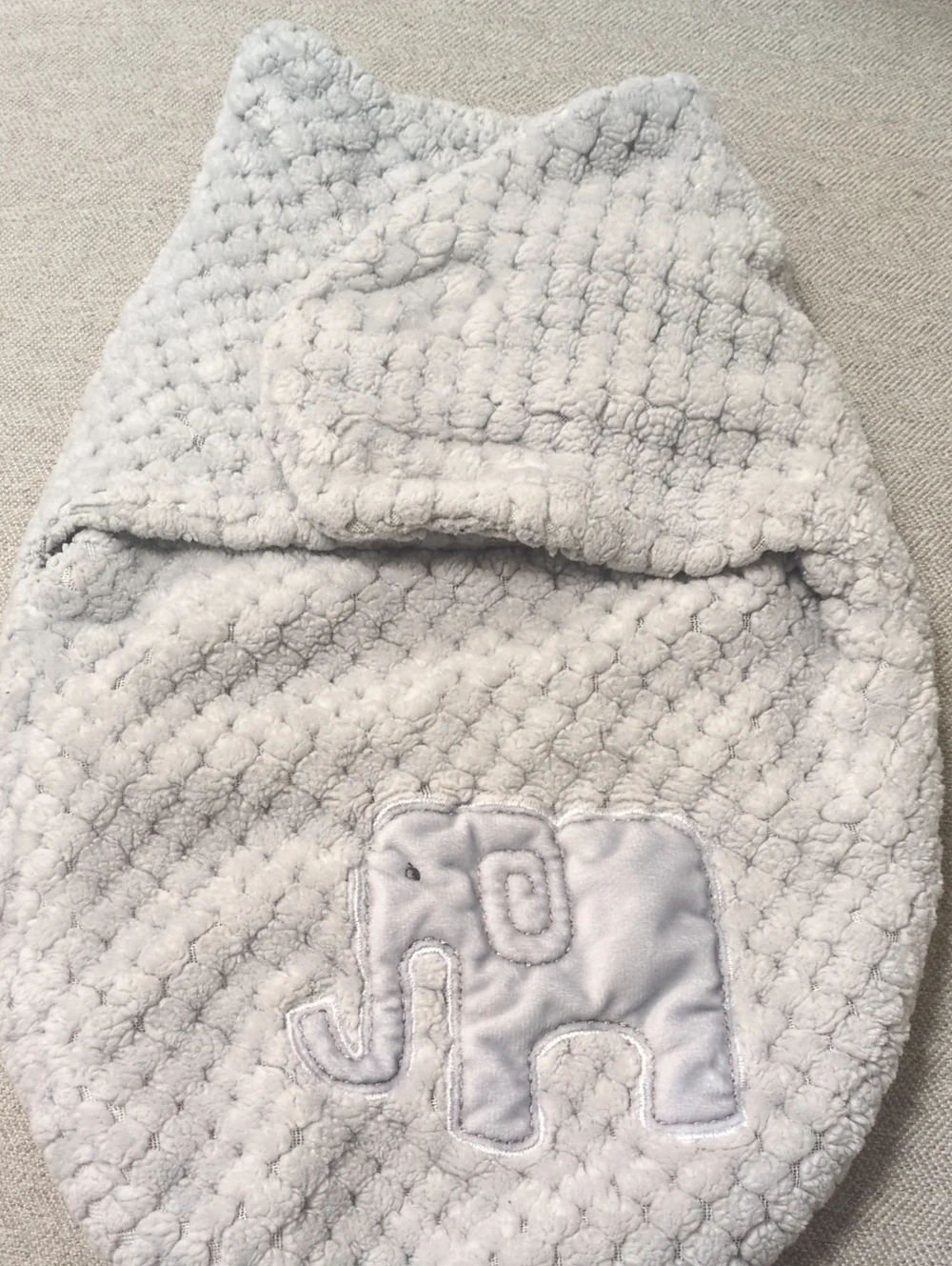 Soft Grey Elephant Baby Swaddle Sack